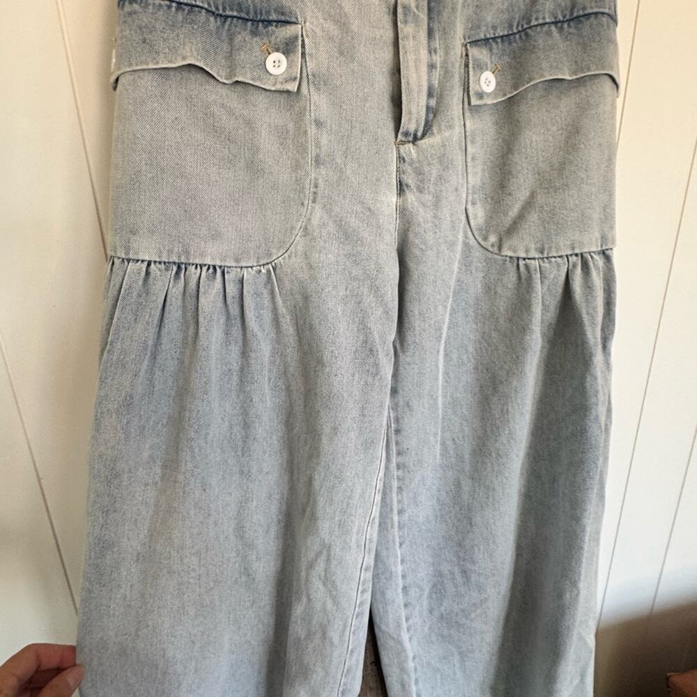 BiBi jogger Mineral Washed jeans wide leg cinch tie bottom SZ Small - Picture 8 of 9
